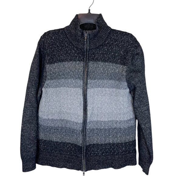 Calvin Klein Cardigan XL Womens Grey Lambs Wool Linen Blend Full Zip Sweater - Picture 11 of 11